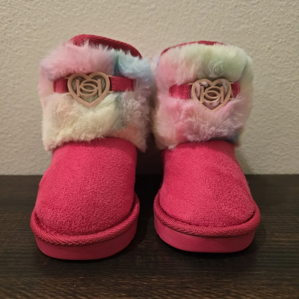 Bebe Girls Faux Fur Tie‎ Dye Boots NWT Pink Size Toddler 7
